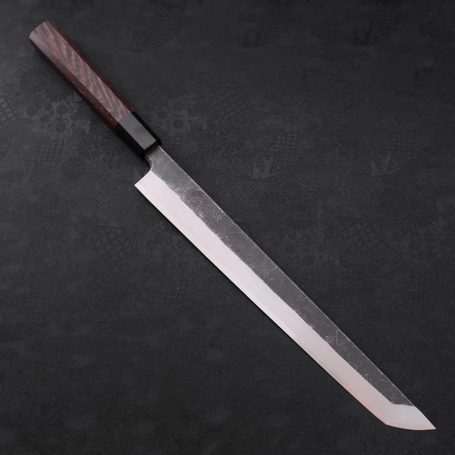 Sakimaru Takohiki Blue Steel #2 Kurouchi Büffelhorn und Wenge Griff 300mm