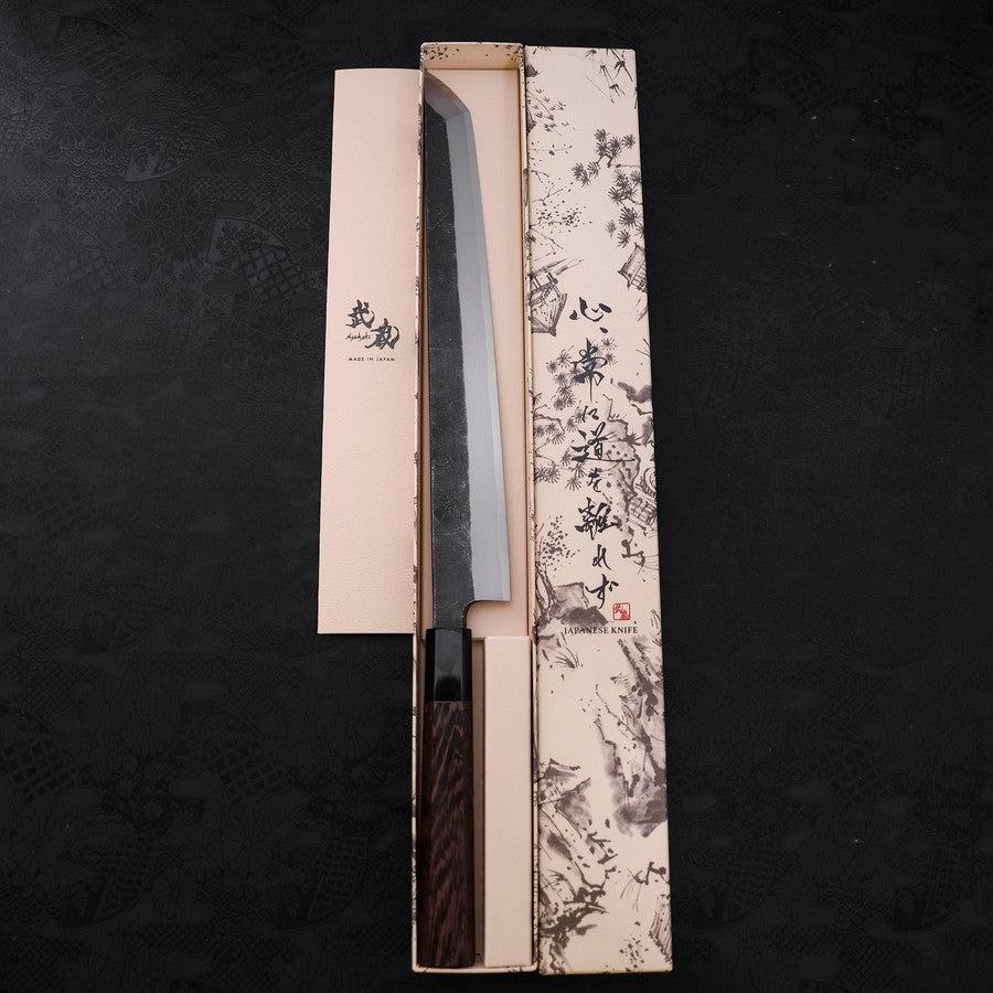 Sakimaru Takohiki Blue Steel #2 Kurouchi Büffelhorn und Wenge Griff 300mm - Image 8