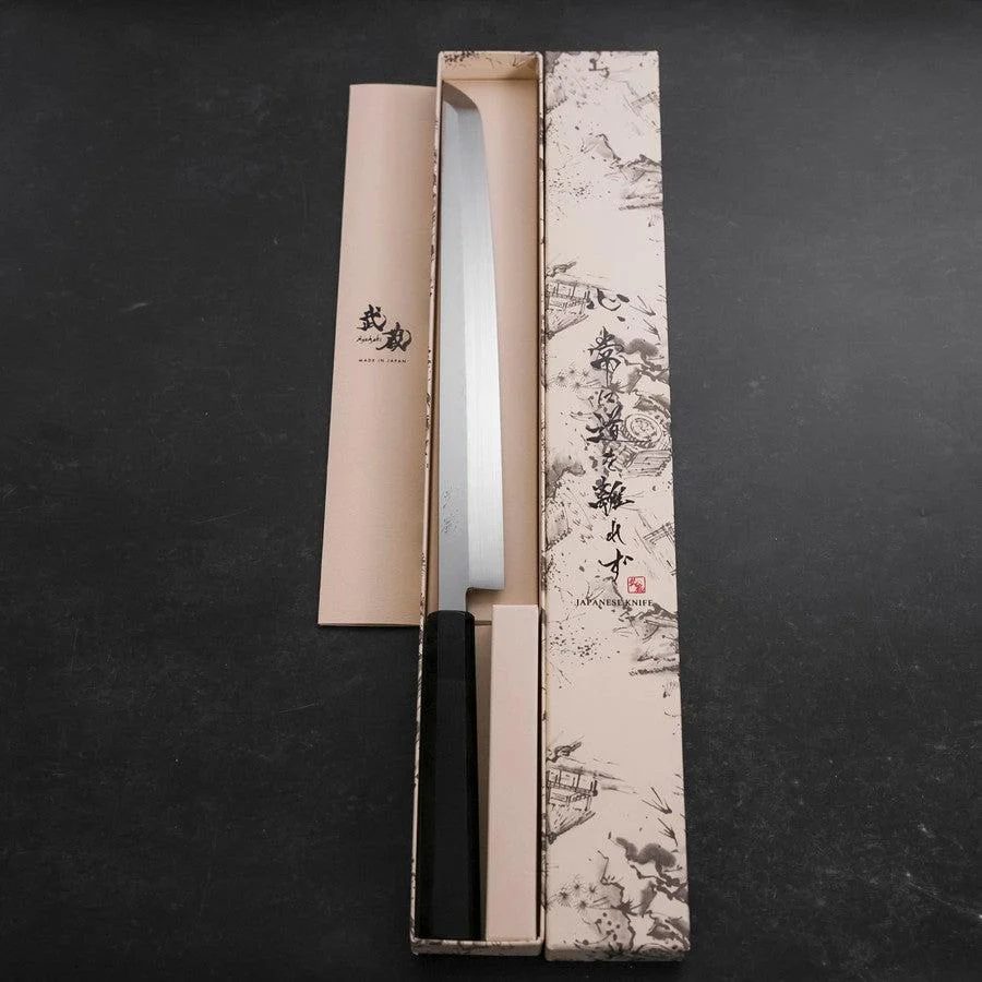 Sakimaru Takohiki White Steel #2 Honyaki Büffelhorn und Ebenholz Griff 300mm - Image 8