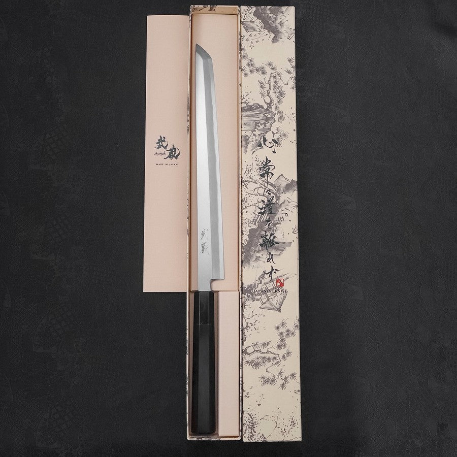 Sakimaru Takohiki White Steel #2 Kasumi Büffelhorn und Ebenholz Griff 270mm - Image 8