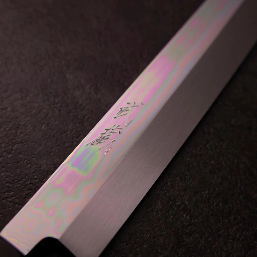 Sakimaru Takohiki White Steel #2 Mond-Fuji Wasser Honyaki Büffelhorn und Ebenholz Griff 270mm mit Magnolienholzscheide - Image 3