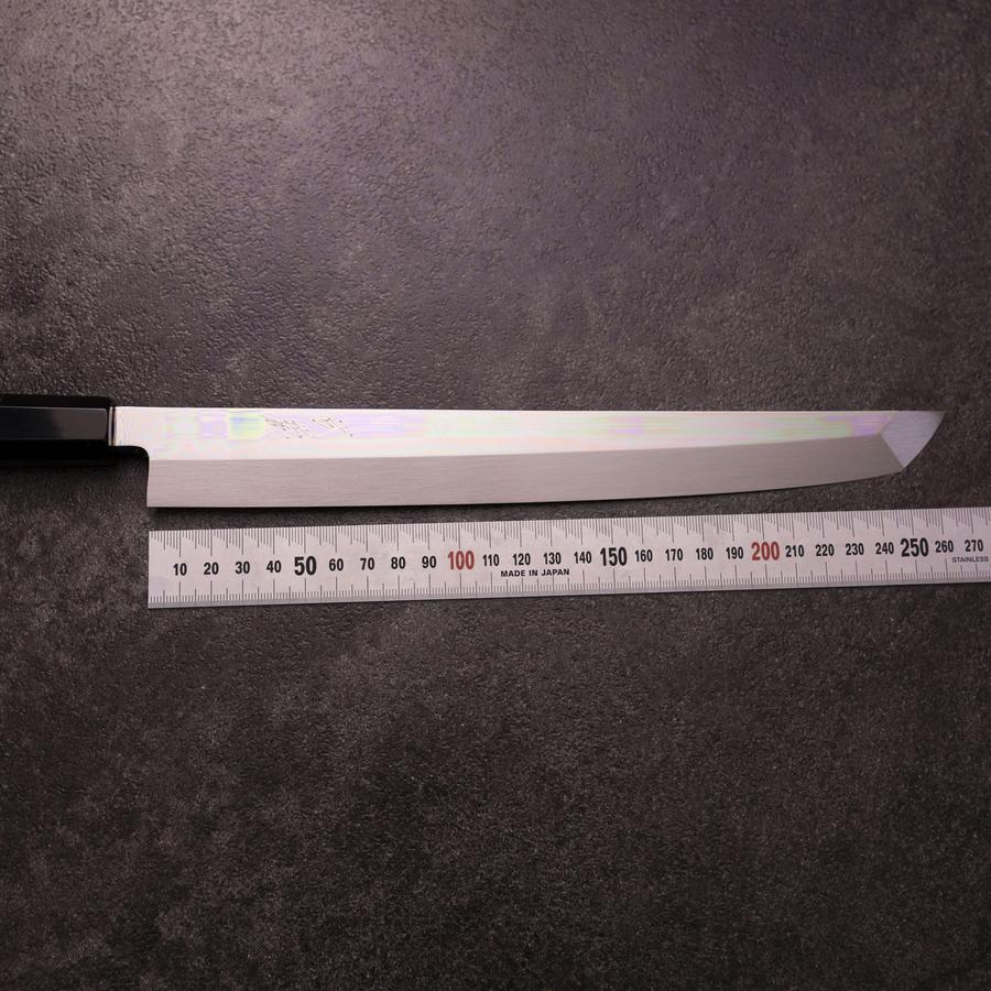 Sakimaru Takohiki White Steel #2 Mond-Fuji Wasser Honyaki Büffelhorn und Ebenholz Griff 270mm mit Magnolienholzscheide - Image 6