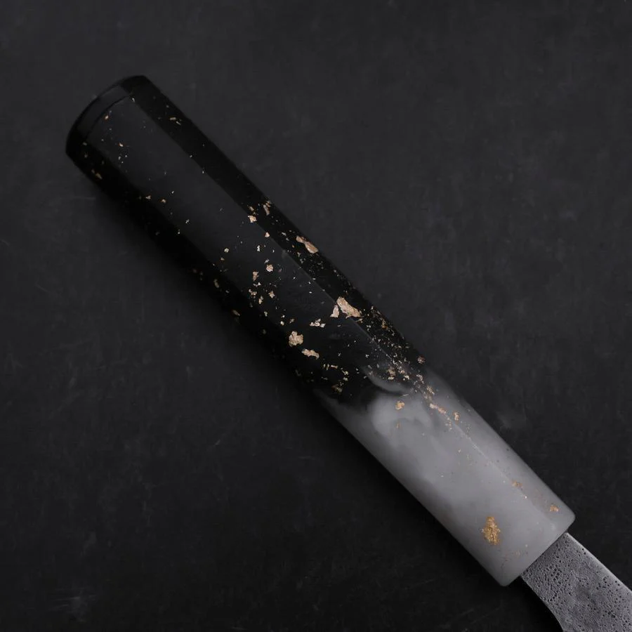 Santoku 440C Nashiji Damast Weiß-Schwarzer Ozeanplastik Griff mit Blattgold 165mm - Image 6