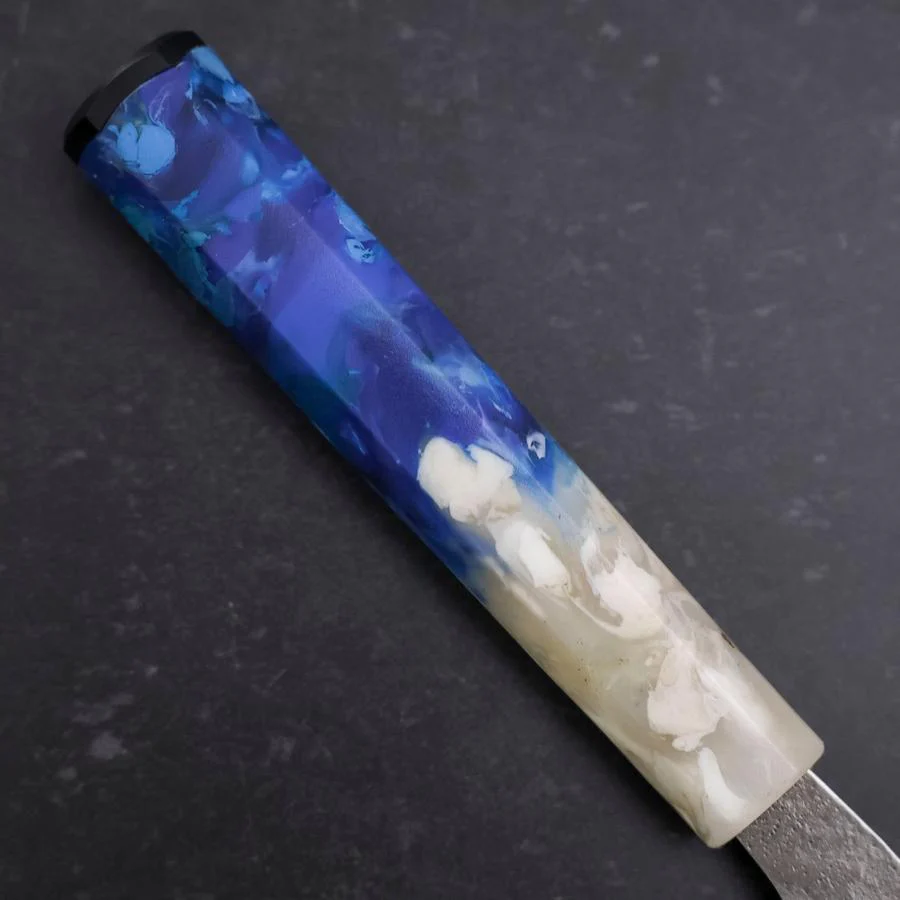 Santoku 440C Nashiji Damast Weiß-Blauer Ozeanplastik Griff 165mm - Image 6