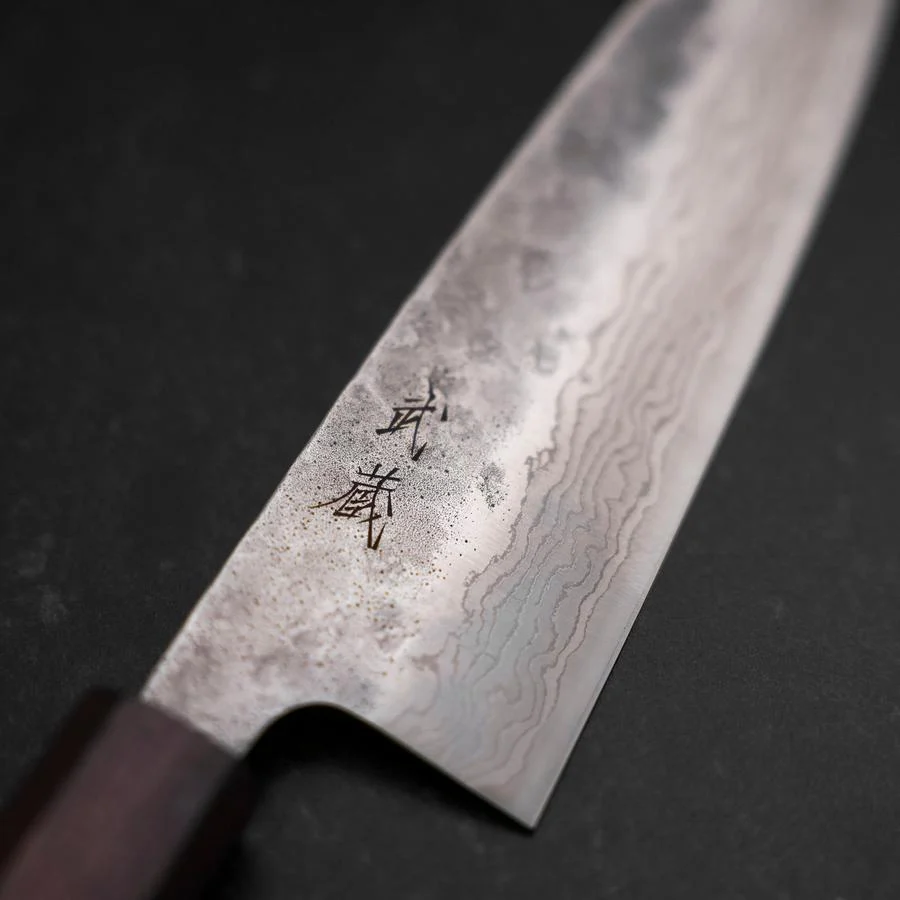 Santoku 440C Nashiji Damast Lila Urushi Griff 165mm - Image 3