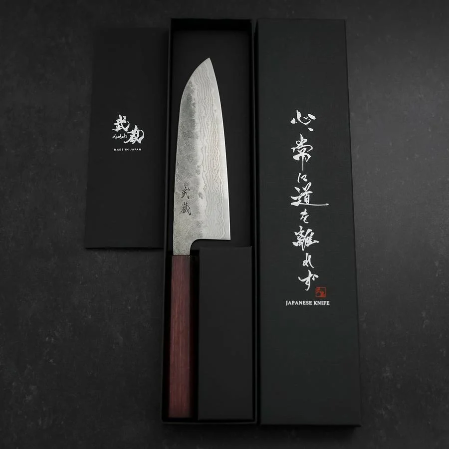 Santoku 440C Nashiji Damast Lila Urushi Griff 165mm - Image 8