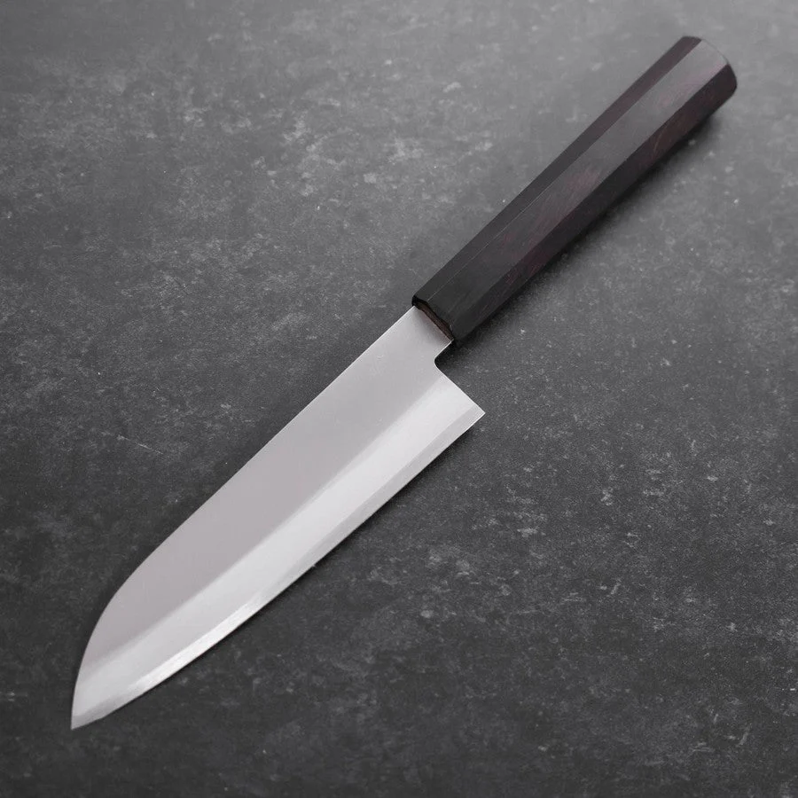 Santoku Aogami-Super Edelstahlummantelung Poliert Büffelhorn und Ebenholz Griff 140mm - Image 2
