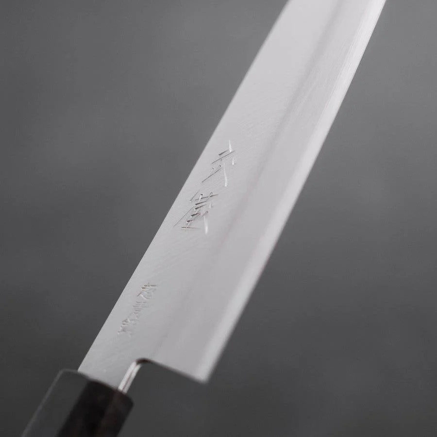 Santoku Aogami-Super Edelstahlummantelung Poliert Büffelhorn und Ebenholz Griff 140mm - Image 3