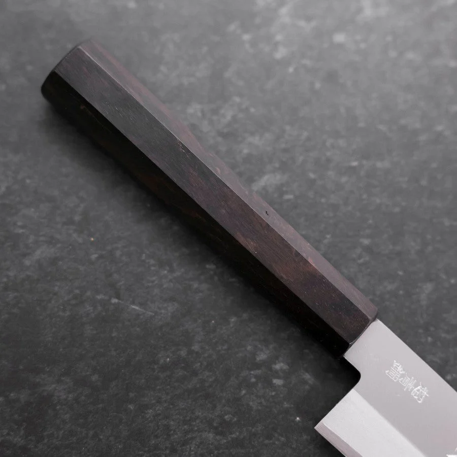 Santoku Aogami-Super Edelstahlummantelung Poliert Büffelhorn und Ebenholz Griff 140mm - Image 6