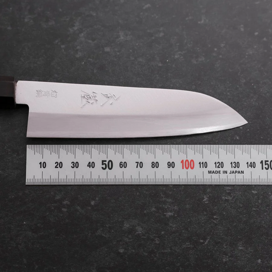 Santoku Aogami-Super Edelstahlummantelung Poliert Büffelhorn und Ebenholz Griff 140mm - Image 7