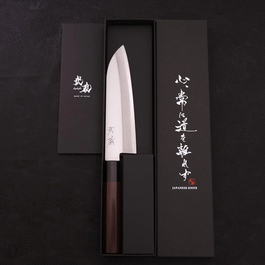Santoku Aogami-Super Edelstahlummantelung Poliert Rosenholz Griff 170mm - Image 8