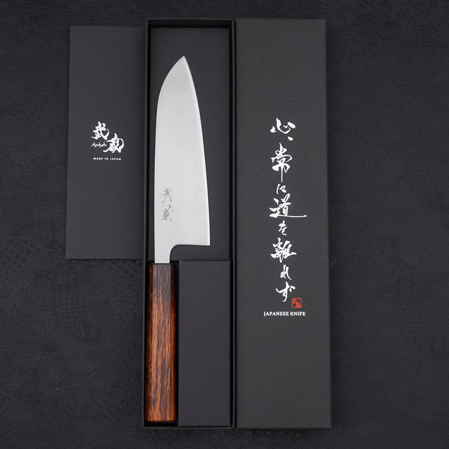Santoku Aogami-Super Poliert Sumi Urushi Griff 165mm - Image 8