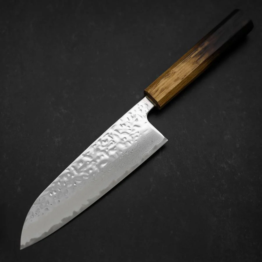 Santoku AUS-10 Kagami Tsuchime Damast Yaki Urushi Griff 165mm - Image 2