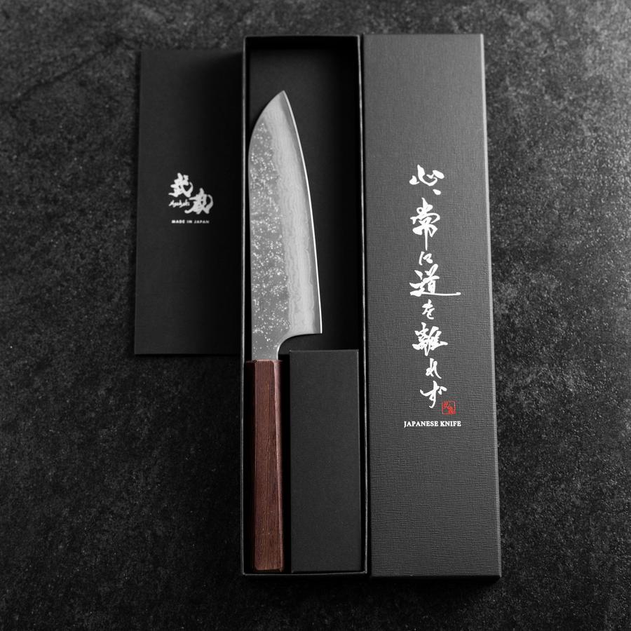 Santoku AUS-10 Nashiji Damast Wenge Griff 165mm - Image 8