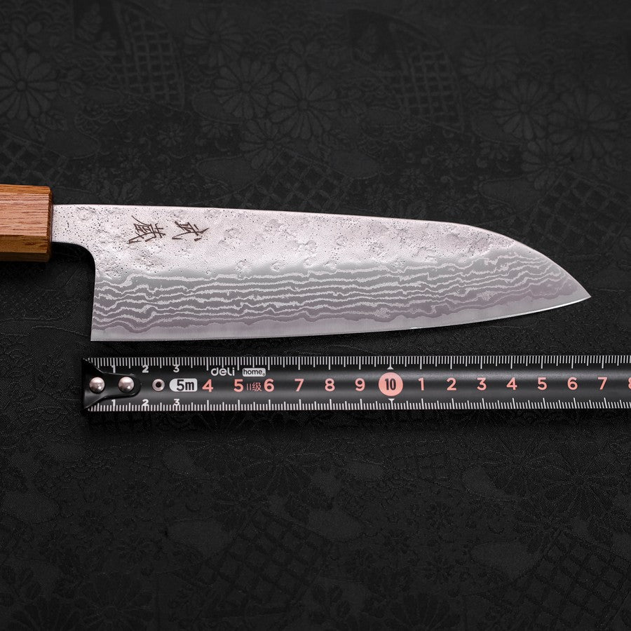 Santoku AUS-10 Nashiji Damast Eichenholz Griff 165mm - Image 7