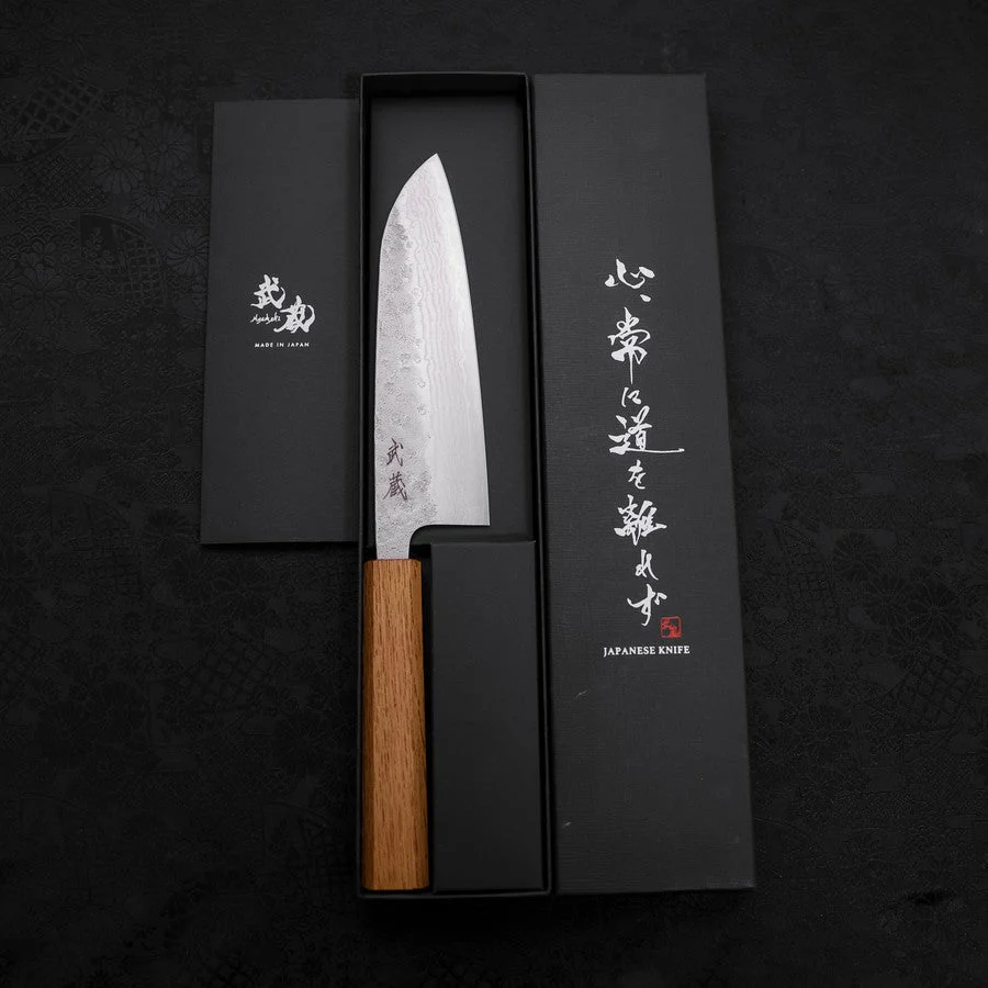 Santoku AUS-10 Nashiji Damast Eichenholz Griff 165mm - Image 8