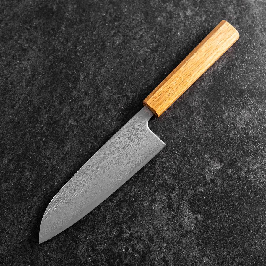 Santoku AUS-10 Nawame Damast Eichenholz Griff 165mm - Image 2