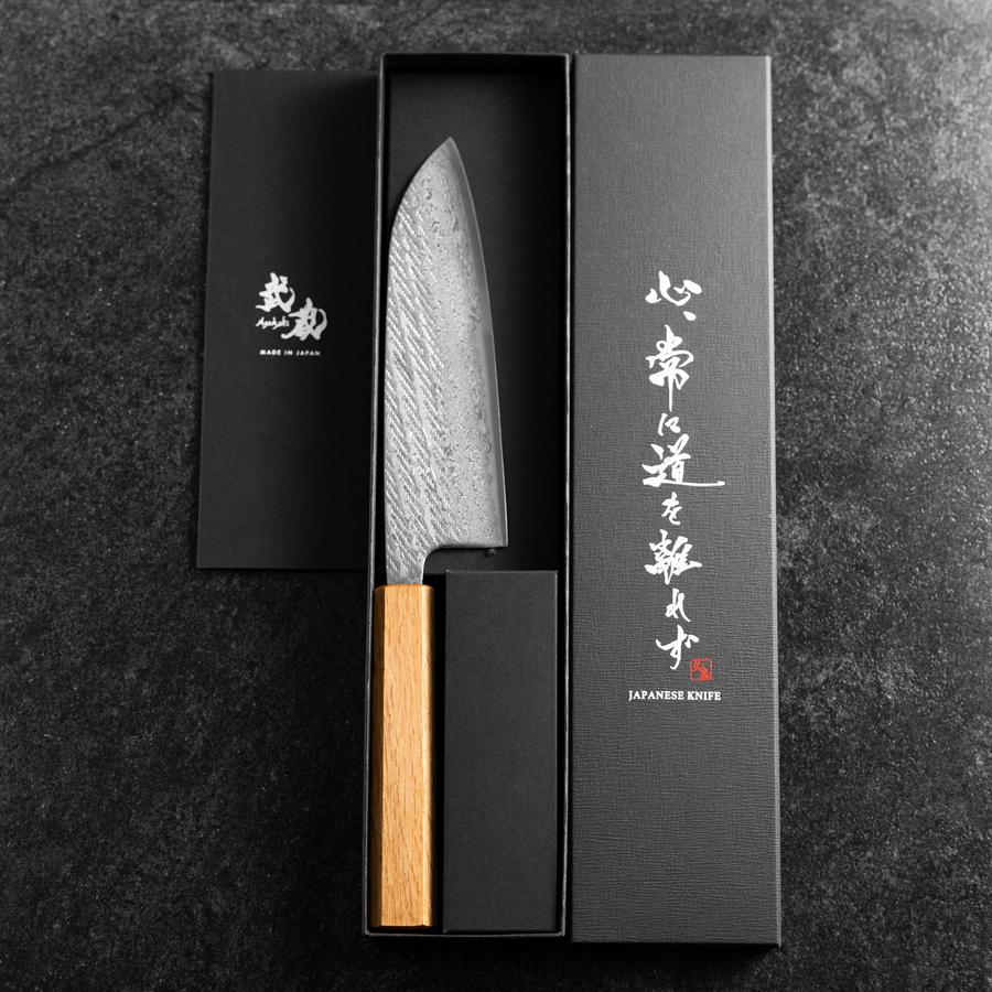 Santoku AUS-10 Nawame Damast Eichenholz Griff 165mm - Image 8