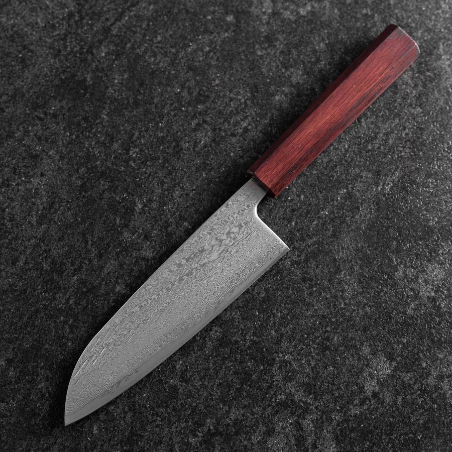 Santoku AUS-10 Nawame Damast Lila Urushi Griff 165mm - Image 2