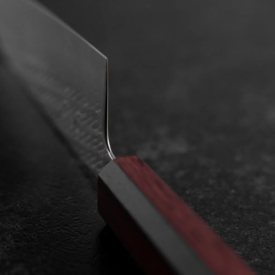 Santoku AUS-10 Nawame Damast Lila Urushi Griff 165mm - Image 4