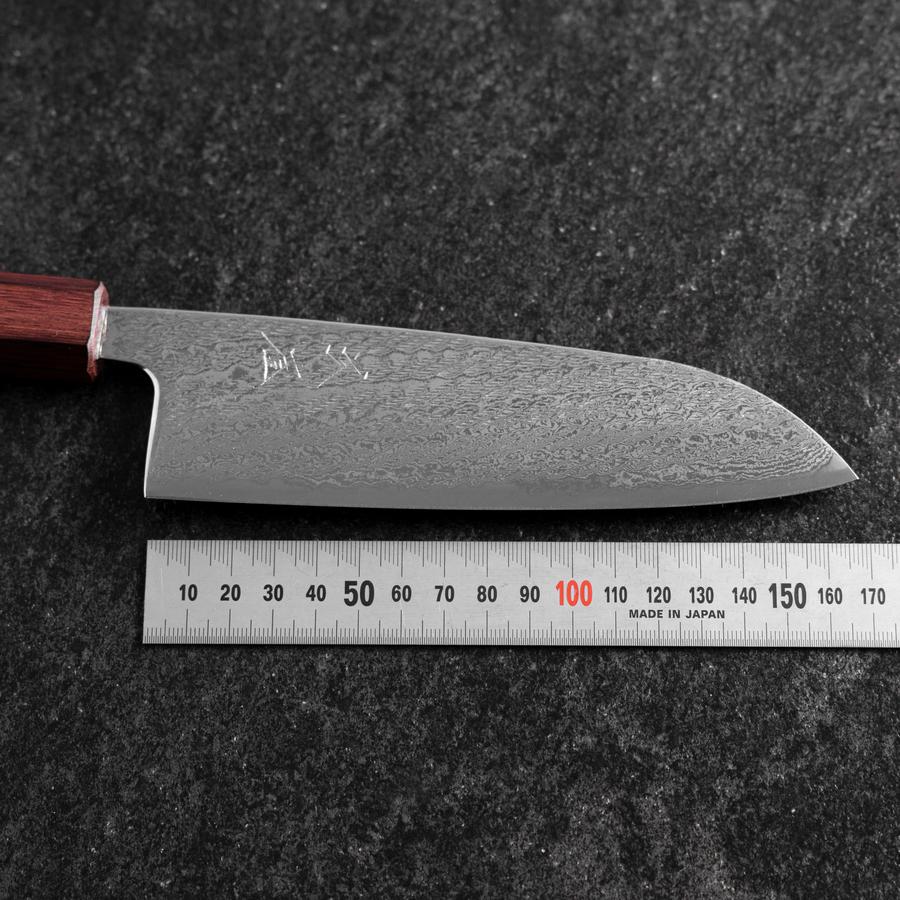Santoku AUS-10 Nawame Damast Lila Urushi Griff 165mm - Image 7