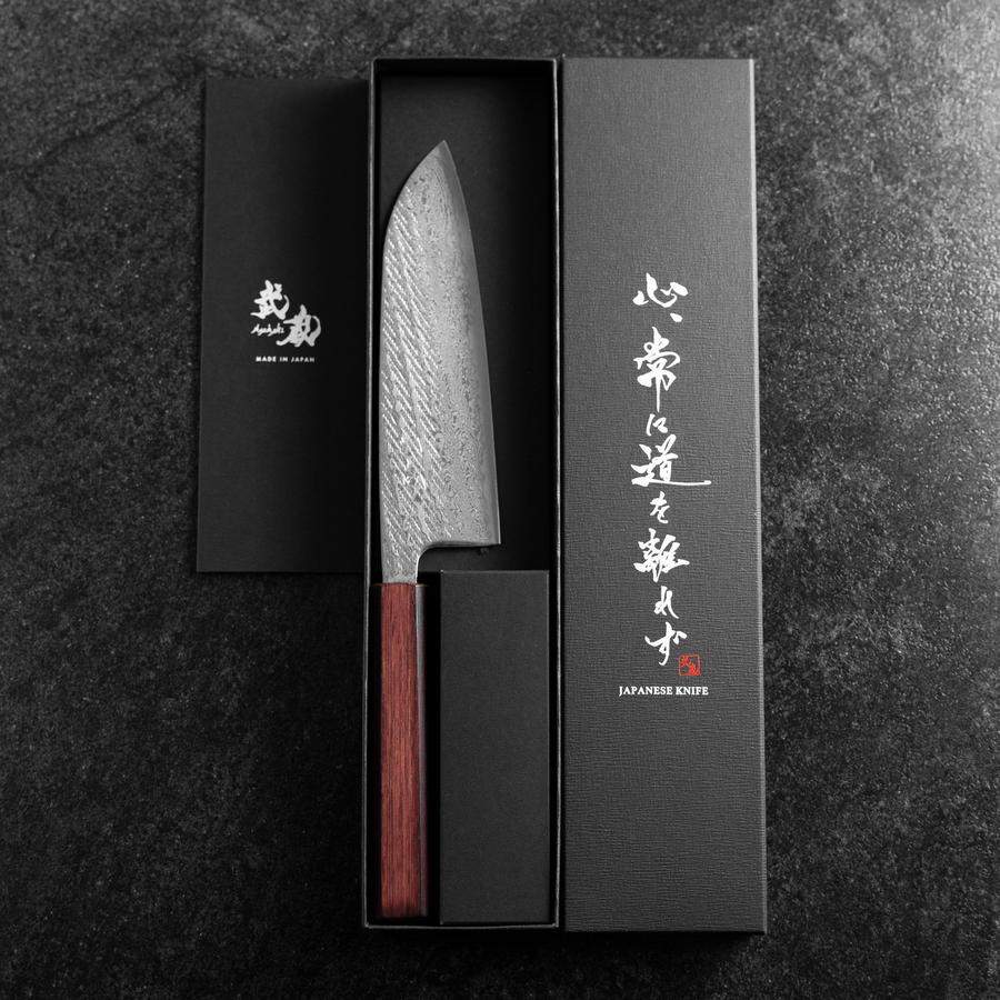 Santoku AUS-10 Nawame Damast Lila Urushi Griff 165mm - Image 8