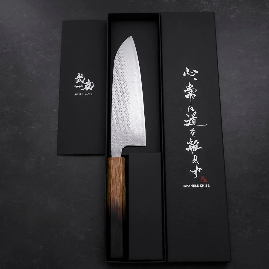 Santoku AUS-10 Nawame Damast Yaki Urushi Griff 165mm - Image 8