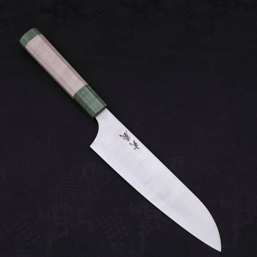 Santoku Blue Super Poliert Grüner Ahornholz Griff 180mm