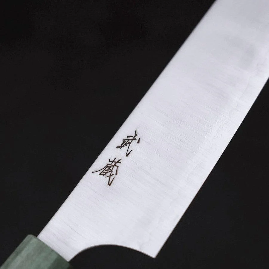 Santoku Blue Super Poliert Grüner Ahornholz Griff 180mm - Image 3
