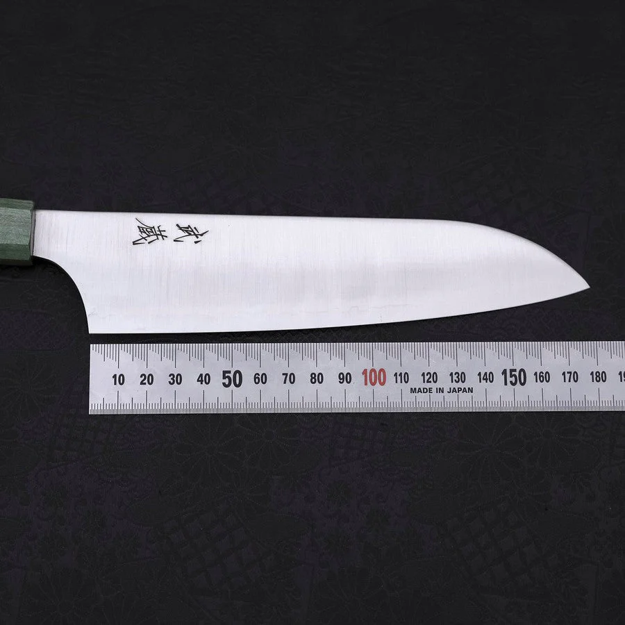 Santoku Blue Super Poliert Grüner Ahornholz Griff 180mm - Image 7