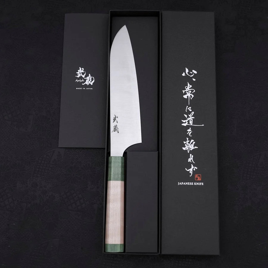 Santoku Blue Super Poliert Grüner Ahornholz Griff 180mm - Image 8