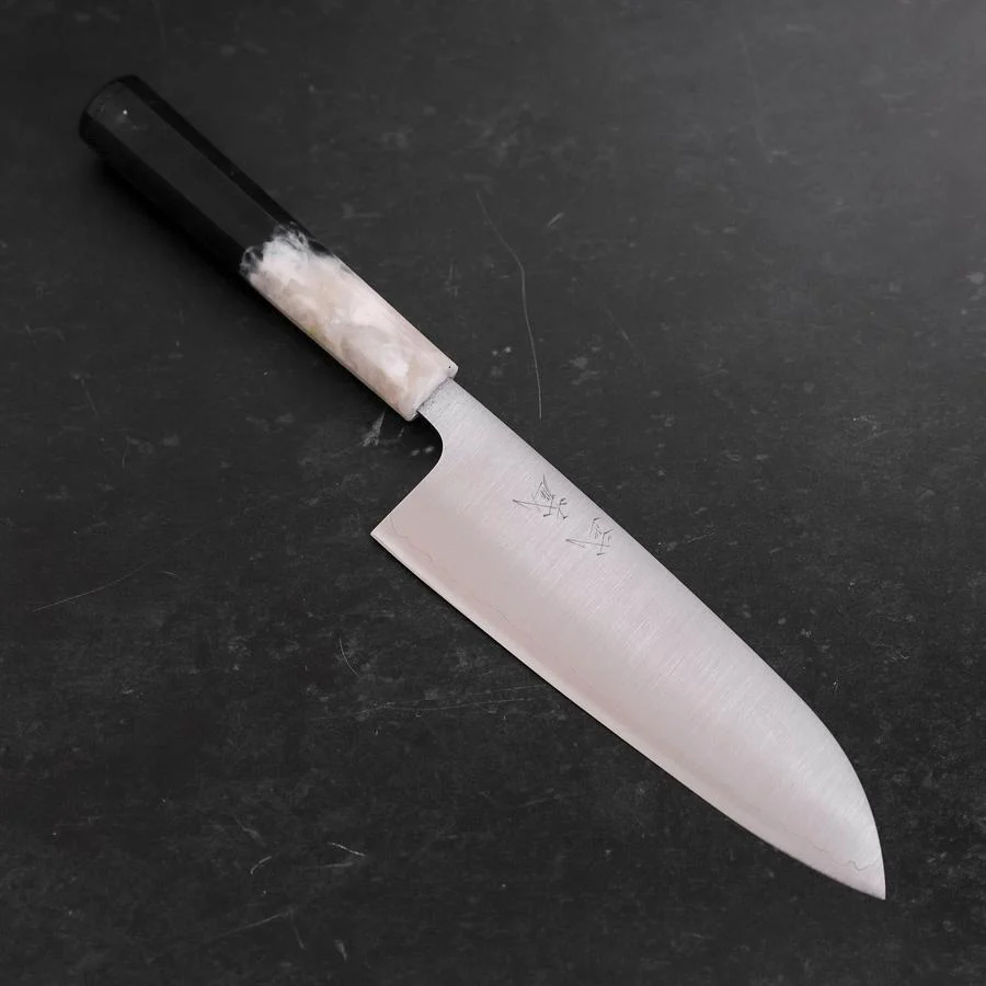 Santoku AUS-10 Poliert Schwarz-Weißer Ozeanplastik Griff 165mm