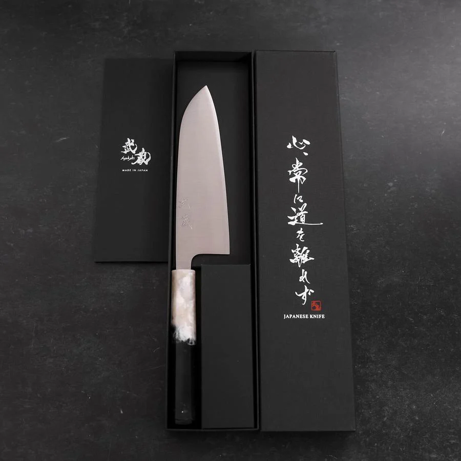 Santoku AUS-10 Poliert Schwarz-Weißer Ozeanplastik Griff 165mm - Image 8