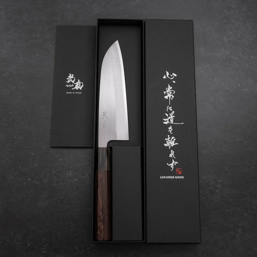 Santoku AUS-10 Poliert Büffelhorn und Wenge Griff 165mm - Image 8