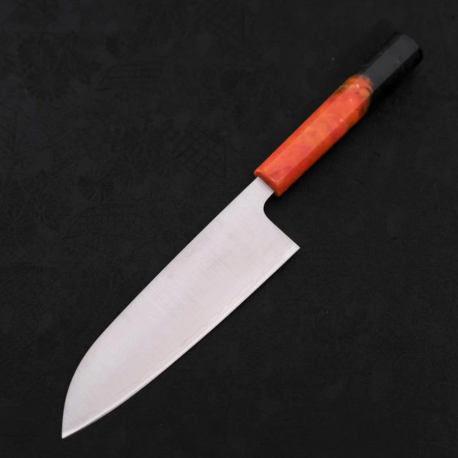 Santoku AUS-10 Poliert Orange-Schwarzer Ozeanplastik Griff 165mm - Image 2
