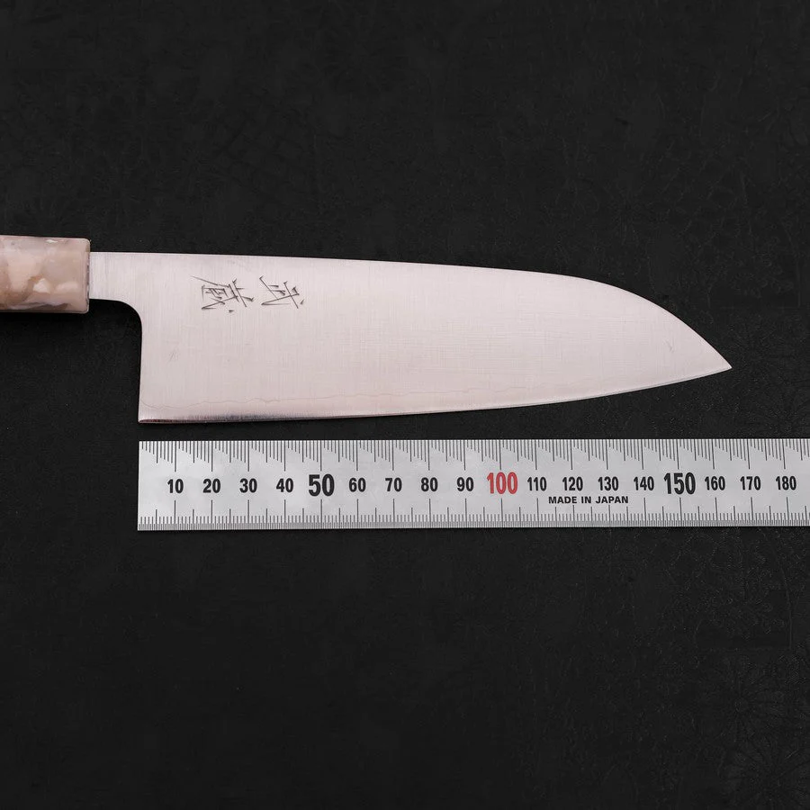 Santoku AUS-10 Poliert Orange-Weißer Ozeanplastik Griff 165mm - Image 7