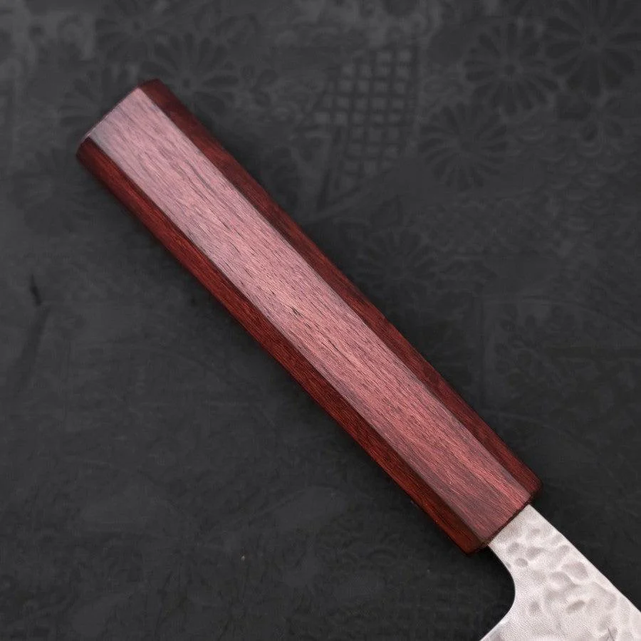 Santoku AUS-10 Tsuchime Damast Lila Urushi Griff 165mm - Image 6