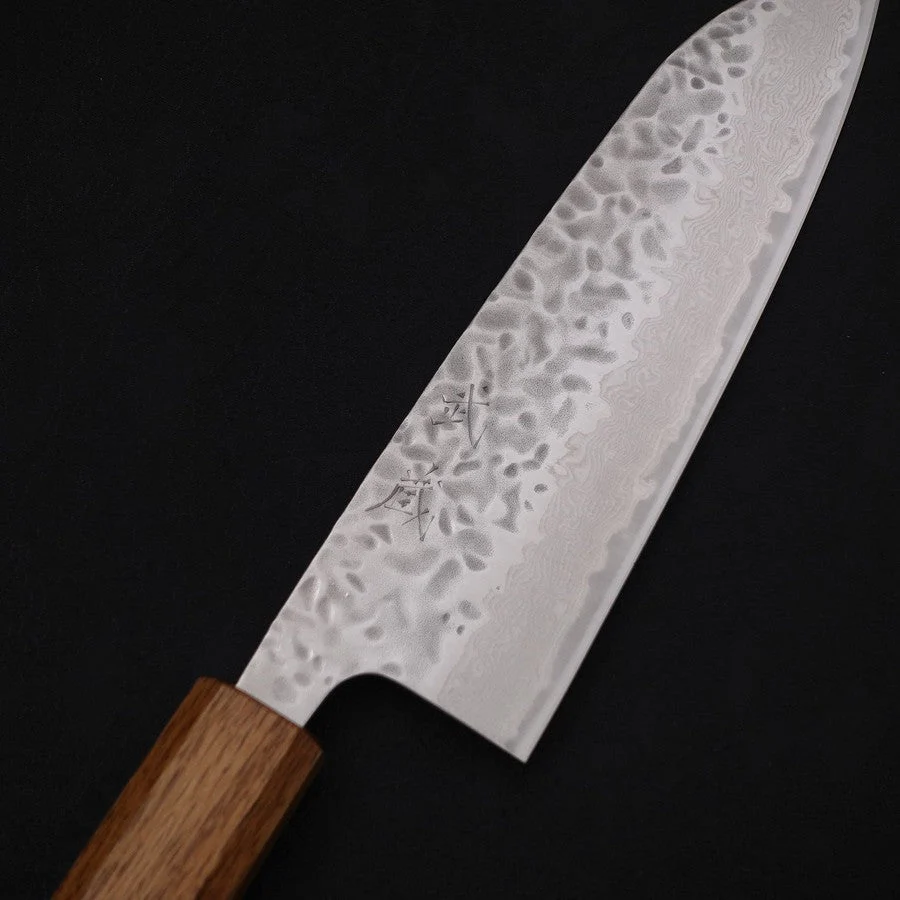 Santoku AUS-10 Tsuchime Damast Yaki Urushi Griff 165mm - Image 3
