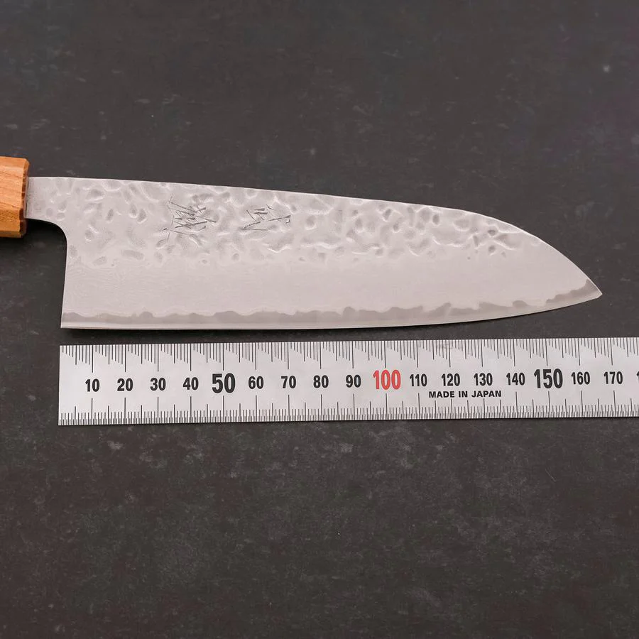Santoku AUS-10 Tsuchime Damast Zelkove und Magnolienholz Griff 165mm - Image 7