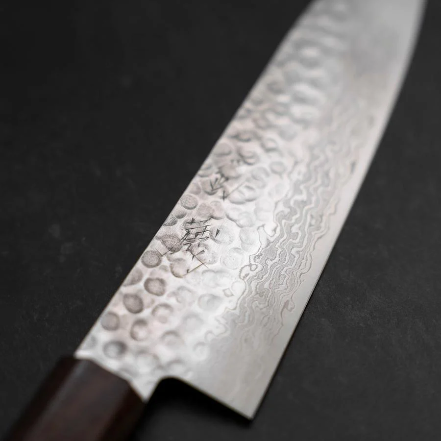 Santoku AUS-10 Tsuchime Damast Rosenholz und Walnussholz Griff 180mm - Image 3