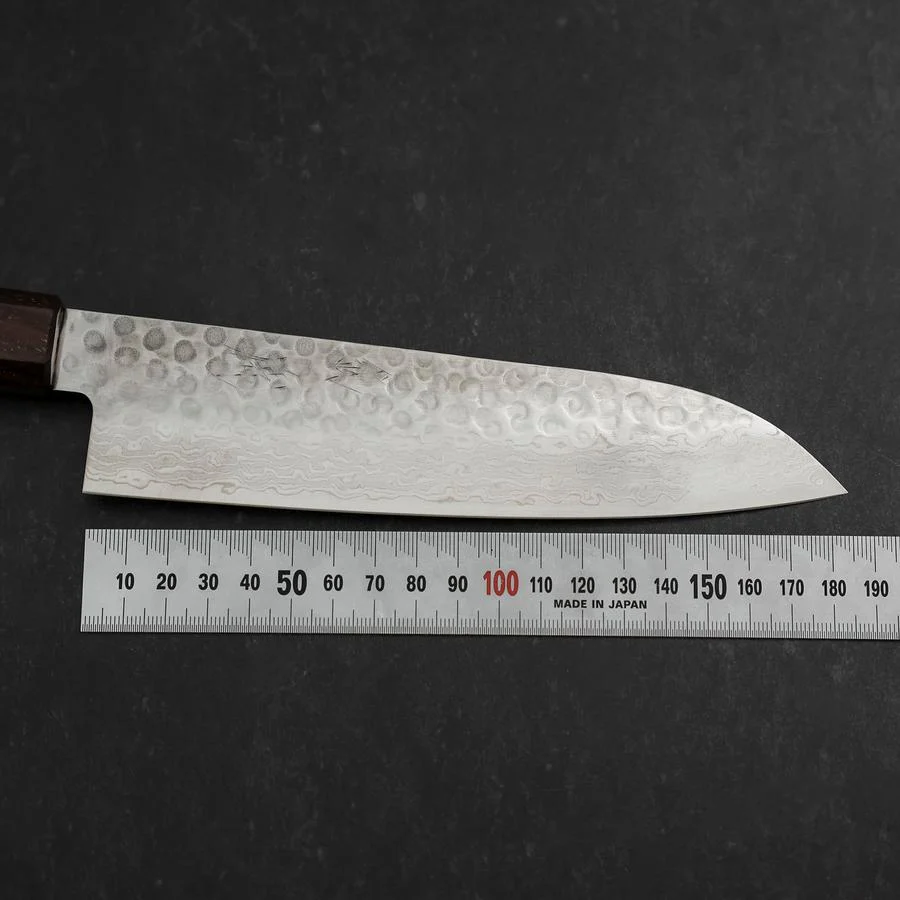 Santoku AUS-10 Tsuchime Damast Rosenholz und Walnussholz Griff 180mm - Image 7