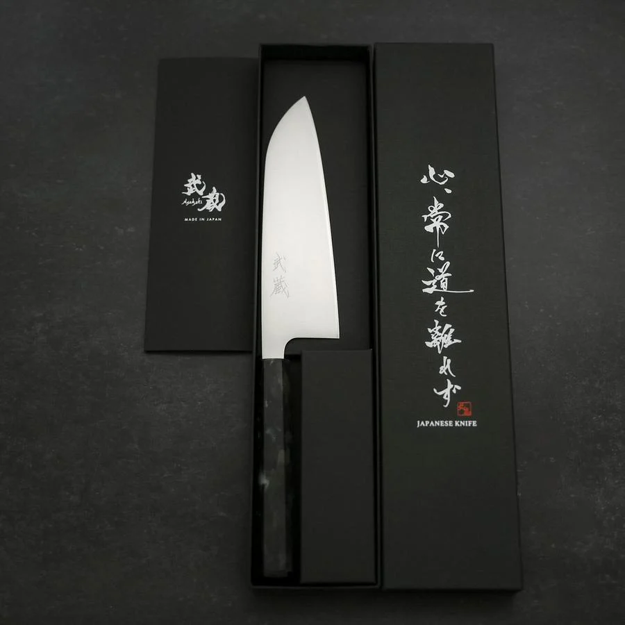 Santoku AUS-8 Poliert Schwarzer Ozeanplastik Griff 165mm - Image 8