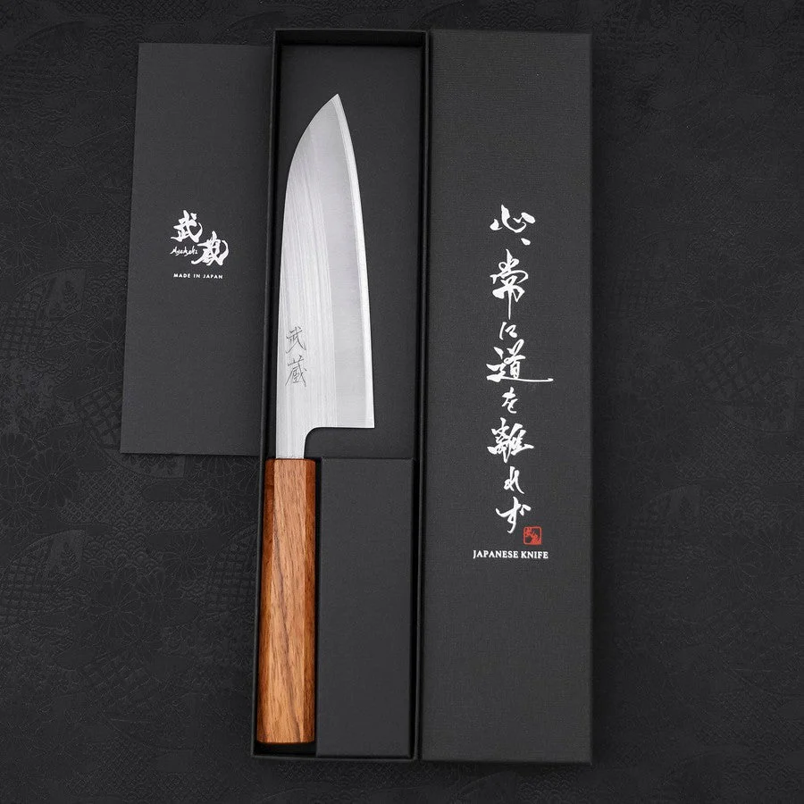 Santoku AUS-8 Poliert Eichenholz Griff 165mm - Image 8