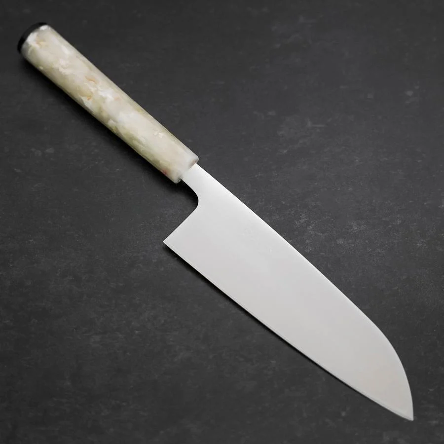 Santoku AUS-8 Poliert Weißer Ozeanplastik Griff 165mm