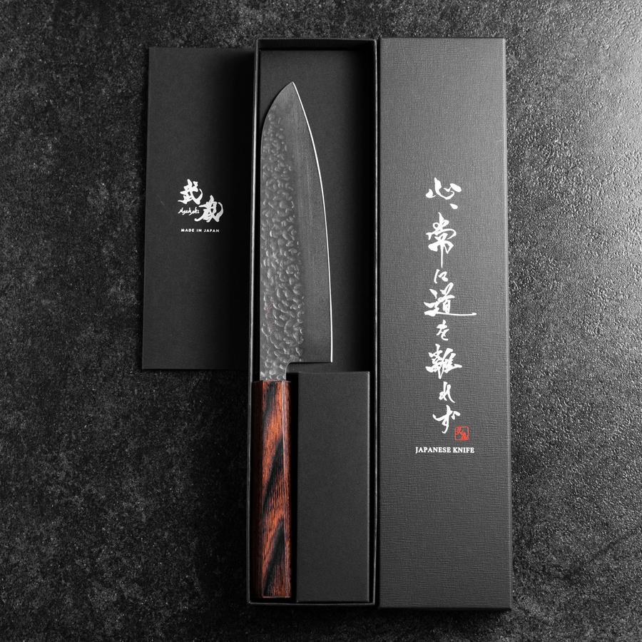 Santoku AUS-8 Tsuchime Mahagoni Griff 180mm - Image 8