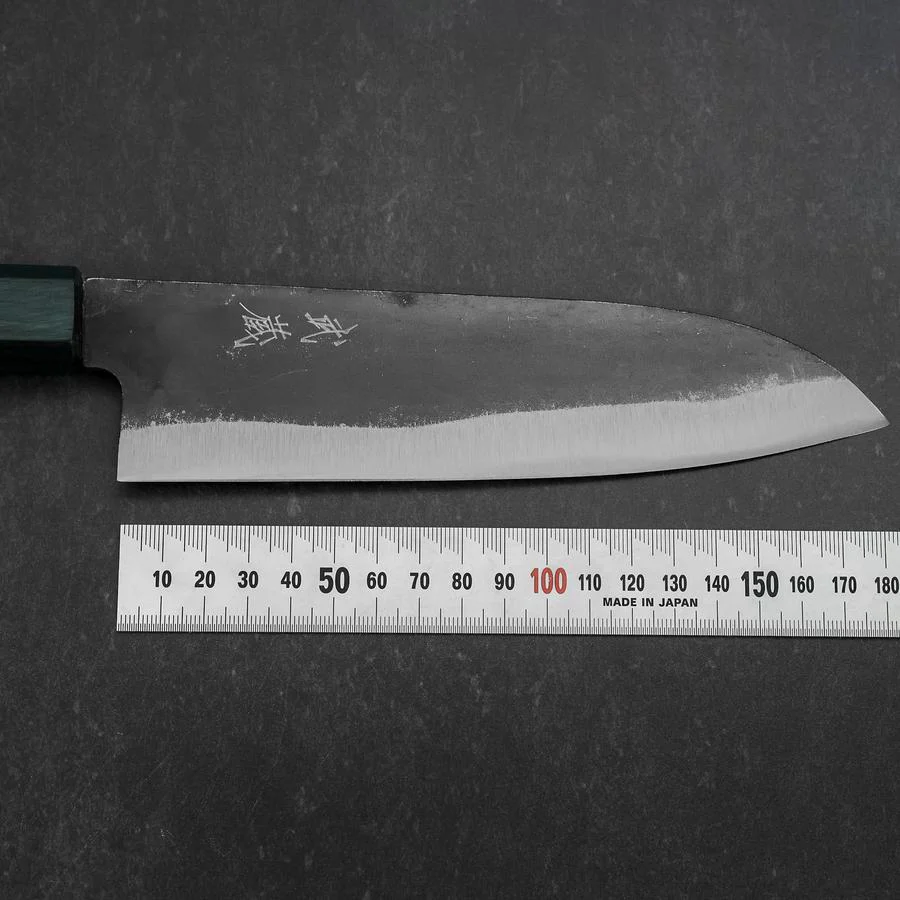 Santoku Blue Steel #1 Kurouchi Büffelhorn und Ebenholz Griff 165mm - Image 7