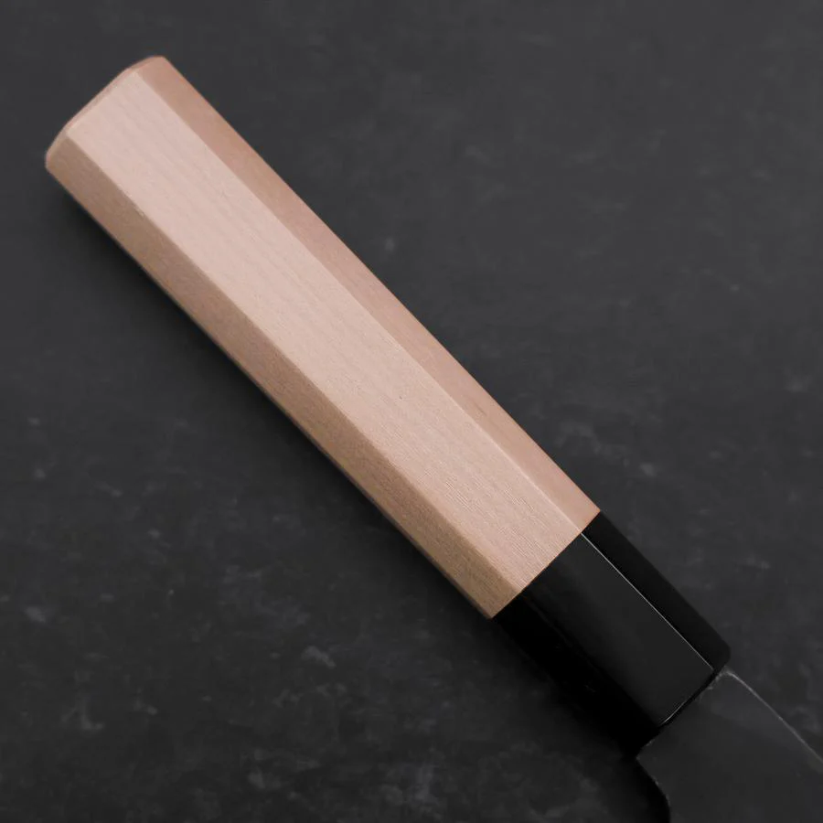 Santoku Blue Steel #1 Edelstahlummantelung Kurouchi Büffelhorn und Magnolienholz Griff 165mm - Image 6