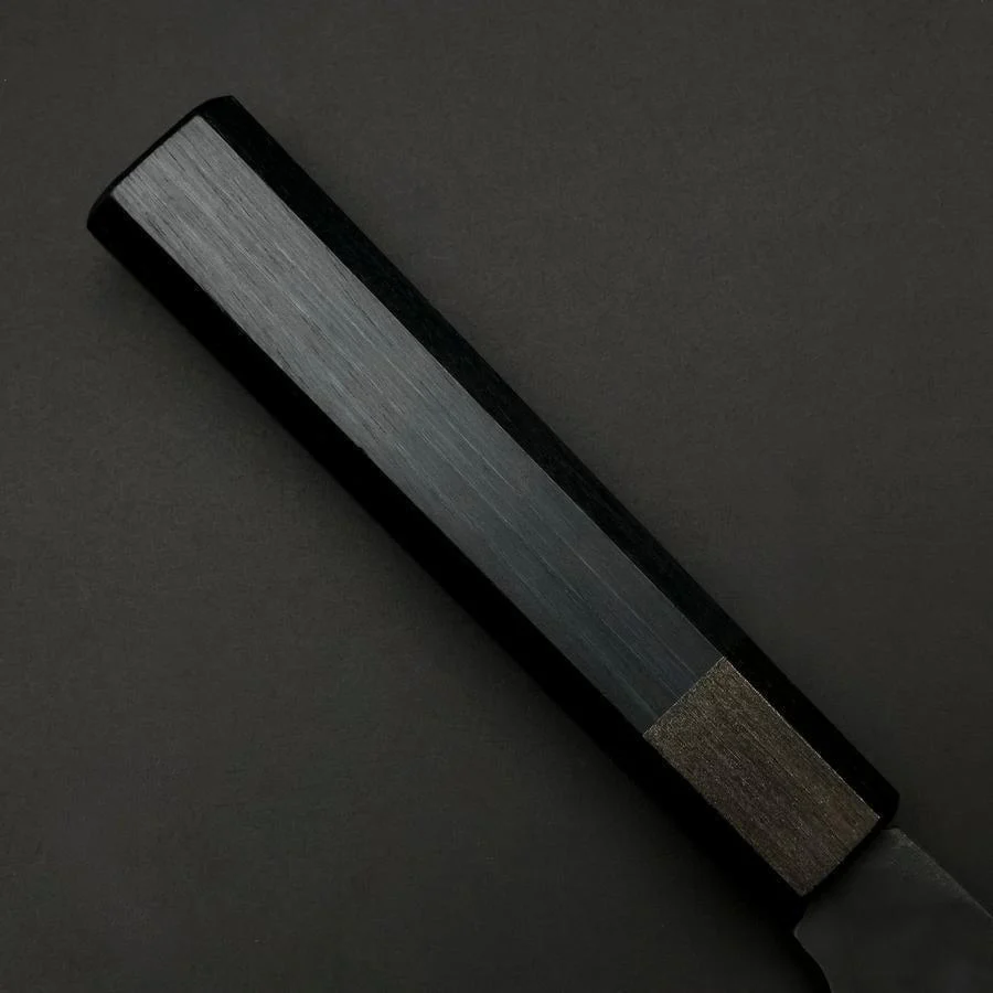 Santoku Blue Steel #1 Edelstahlummantelung Kurouchi Dunkelblauer Urushi Griff 170mm - Image 5