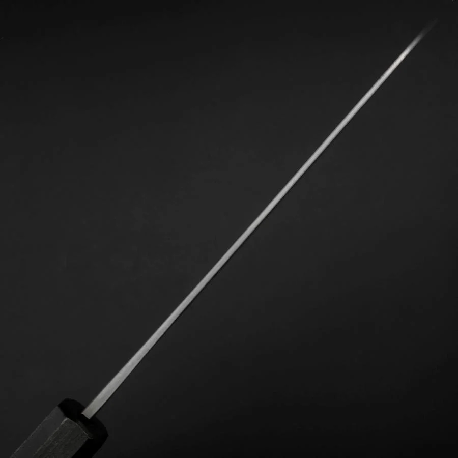 Santoku Blue Steel #1 Edelstahlummantelung Kurouchi Dunkelblauer Urushi Griff 170mm - Image 7