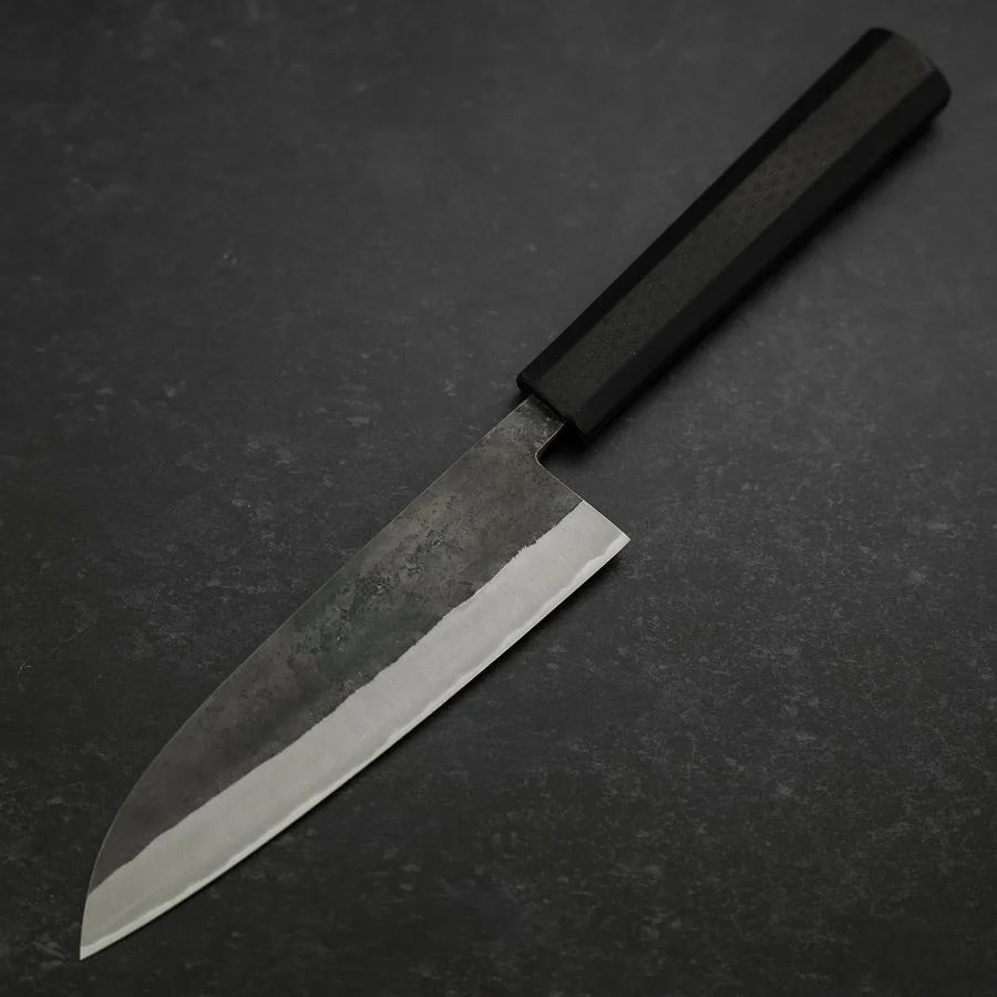 Santoku Blue Steel #2 Edelstahlummantelung Kurouchi Anti-Rutsch Griff 165mm - Image 2